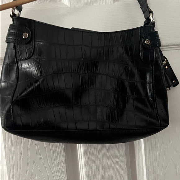 Y2K Liz Claiborne Black Crocodile-Embossed Shoulder Bag - Picture 4 of 6